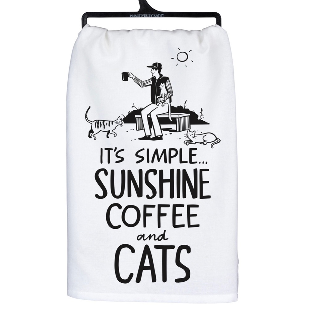 SUNSHINE COFFEE CAT LOVERS Essential Basic Black and White Cotton Kitchen Towels